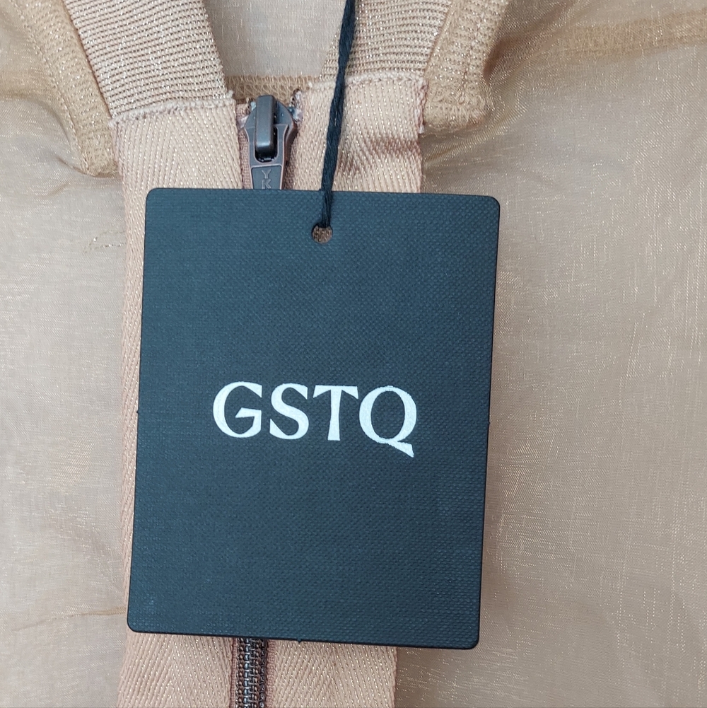 GSTQ Sheer Metallic Gold Jacket Womens Size 3X NWT Travel Vacation Office Preppy - Picture 7 of 16